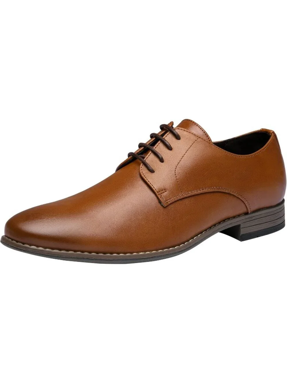 Men's Brown Leather Formal Non Slip Wedding Oxford Derby Dress Shoes